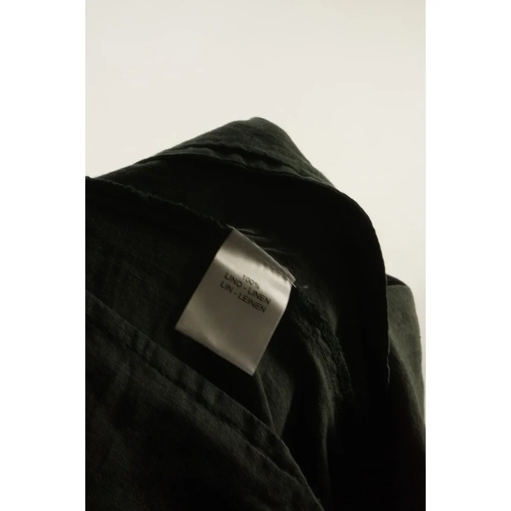 $400 Lucques Italian Boutique Linen Crop Green Button Fly Trouser Men US 32 x 28